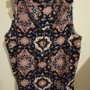 Elegant Black and Orange Patterned Tank Top